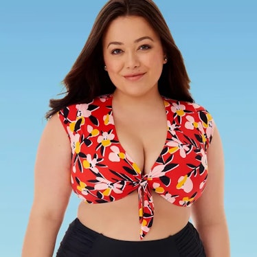 Miracle Brand's Beach Betty Women's Plus Size Slimming Control Tie Front Bikini Top