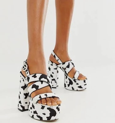 Lamoda Cow Print Platform Sandals