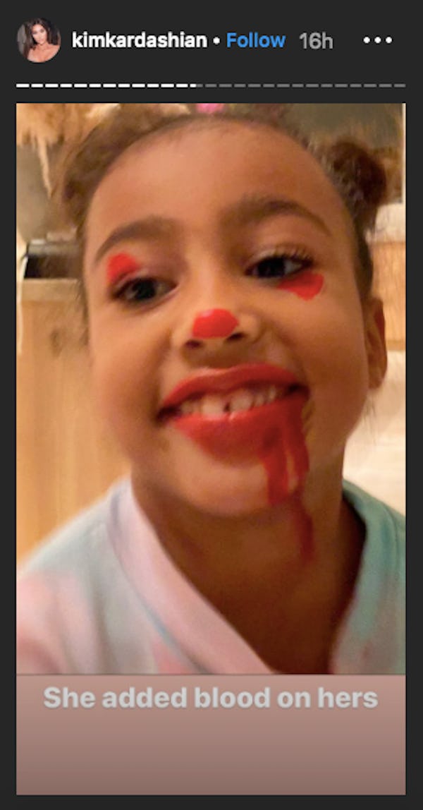 North West It Clown Makeup up came complete with blood. 