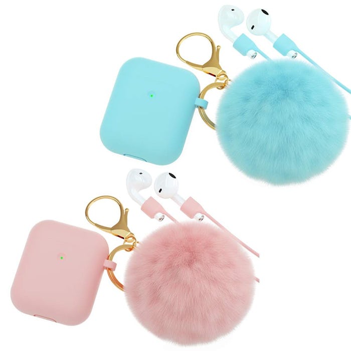 CTYBB Silicone Airpods Case Cover with Fur Ball Keychain