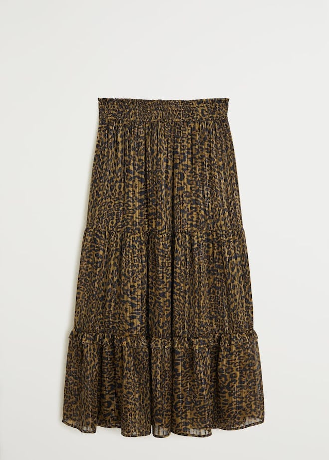 Metallic Thread Leopard-Print Skirt