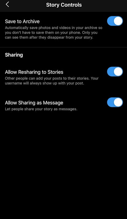 You can access your Story Controls within the Settings option for your Archive. 
