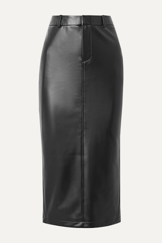 Faux Stretch-Leather Midi Skirt