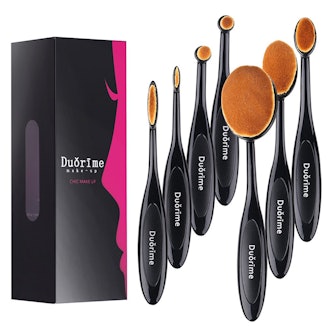 Black Oval Toothbrush Makeup Brush Set (7-Pack)
