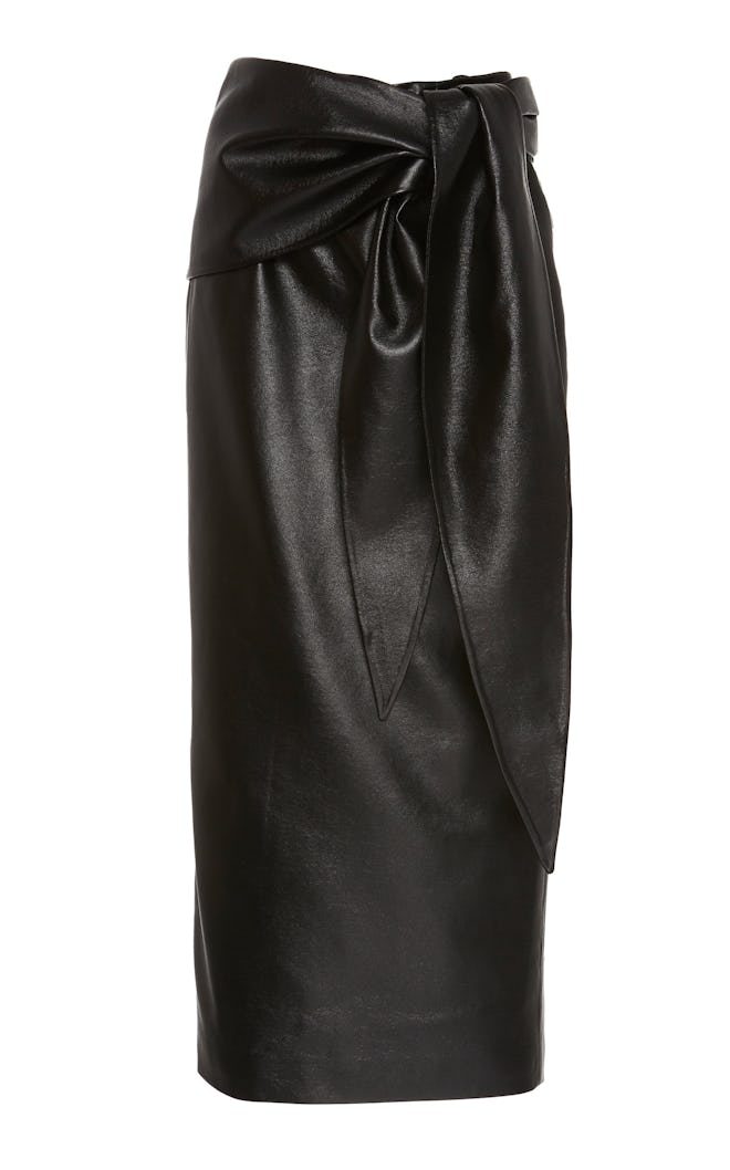 Faux Leather Knotted Pencil Skirt