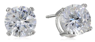 Amazon Essentials Plated Sterling Silver Cubic Zirconia Stud Earrings