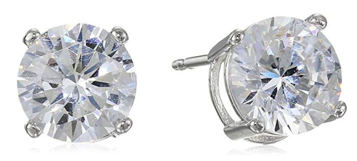 Amazon Essentials Plated Sterling Silver Cubic Zirconia Stud Earrings