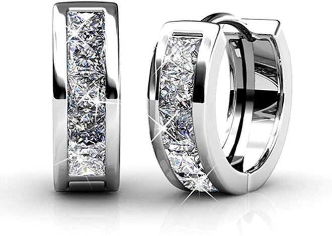 Cate & Chloe Giselle 18K White Gold Plated Hoop Earrings