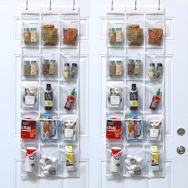 SimpleHouseware Clear Over The Door Hanging Pantry Organizer (2-Pack)