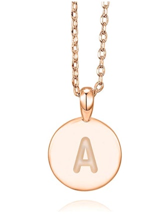 PAVOI 14K Rose Gold Plated Letter Necklace for Women