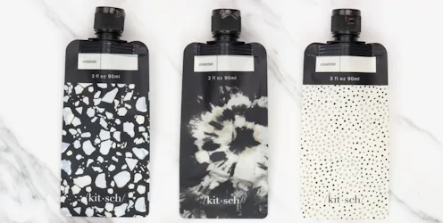 Kitsch's new Travel Ritual Collection in black-and-white design.