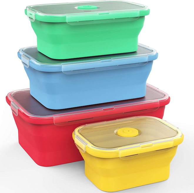 Vremi Silicone Food Storage Containers (Set Of 4 With Lids)