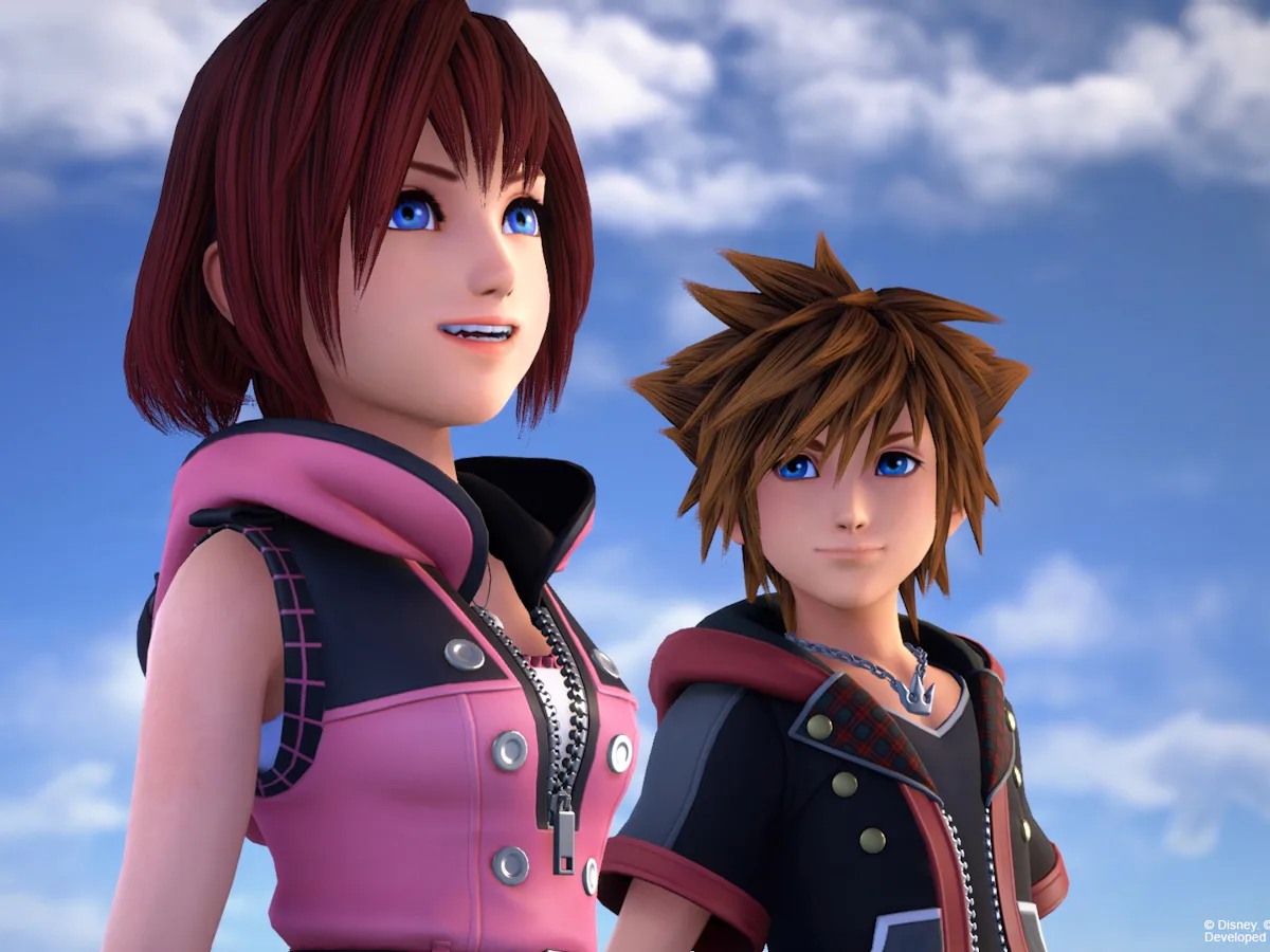 Sora and Kairi in Kingdom Hearts III Re Mind
