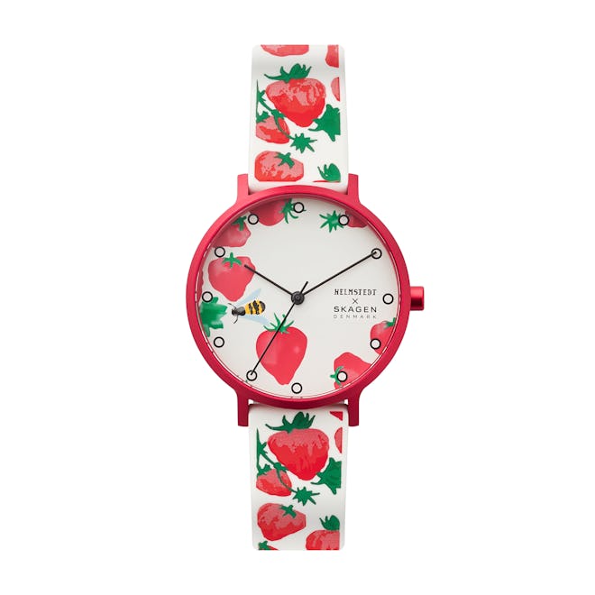 Aaren Three-Hand Strawberry Print White Silicone 36mm Watch