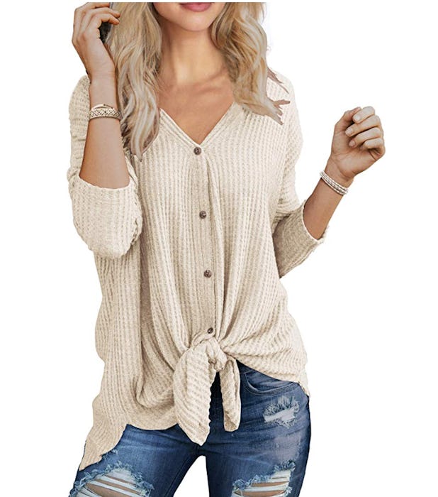IWOLLENCE Women's Waffle Knit Tunic