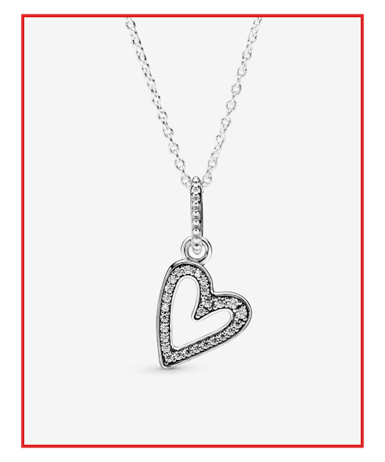 Sparkling Freehand Heart Pendant Necklace
