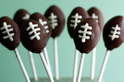 Football-shaped cake pops are a simple Super Bowl dessert for your watch party.