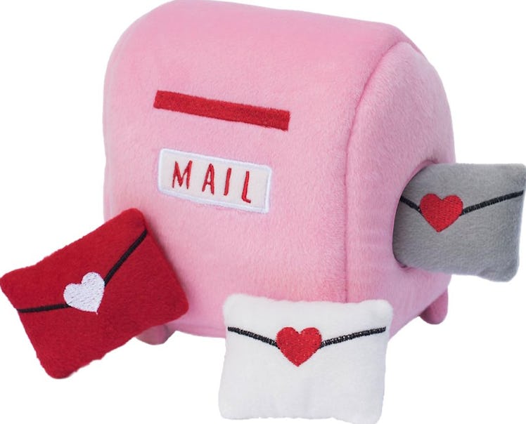 ZippyPaws Burrow Squeaky Hide & Seek Plush Dog Toy - Mailbox with Love Letters