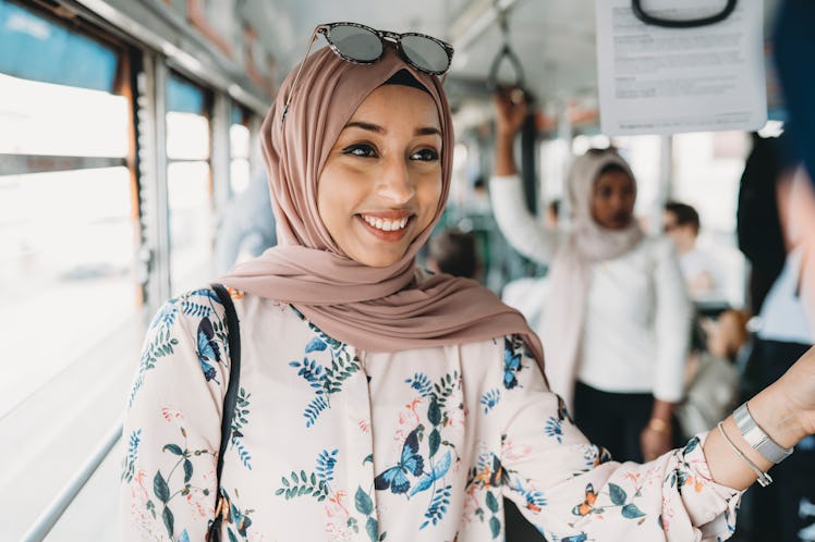 Happy woman with headscarf