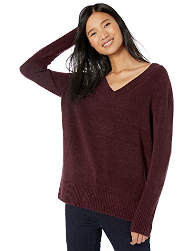 Goodthreads Women's Mid-Gauge Stretch V-Neck Sweater