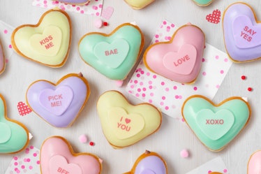 Krispy Kreme's Valentine's Day 2020 Conversation Heart Doughnuts are the perfect sweet treats to sha...