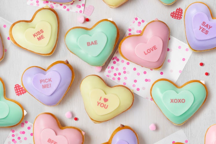 Krispy Kreme's Valentine's Day 2020 Conversation Heart Doughnuts are the perfect sweet treats to sha...