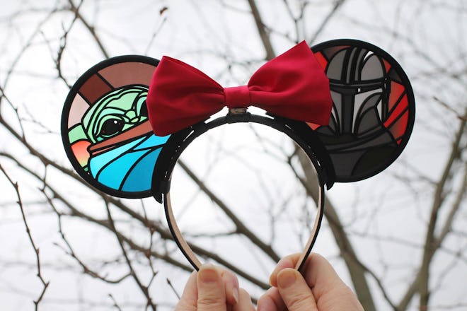 Space Child Faux Stained Glass 3D Printed Interchangeable Mouse Ears