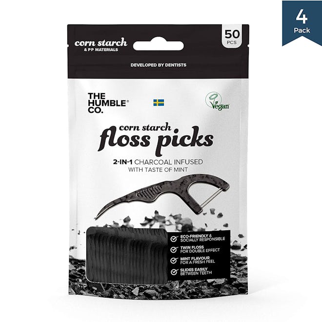 The Humble Co. Sustainable Charcoal Floss Picks (4-Pack)