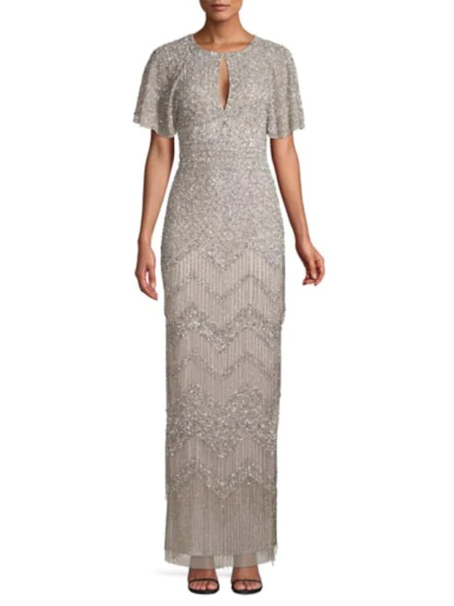 Aidan Mattox Fully Beaded Evening Gown