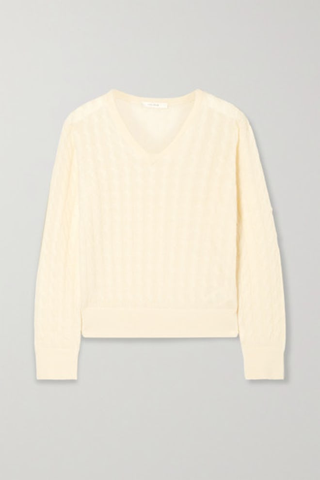 Rozanna Cable-Knit Cashmere And Silk-Blend Sweater