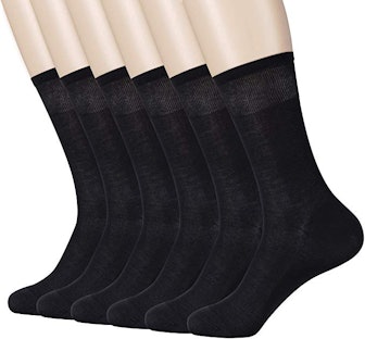 Pourvert Breathable Moisture-Wicking Dress Socks for Men and Women (6-Pack)