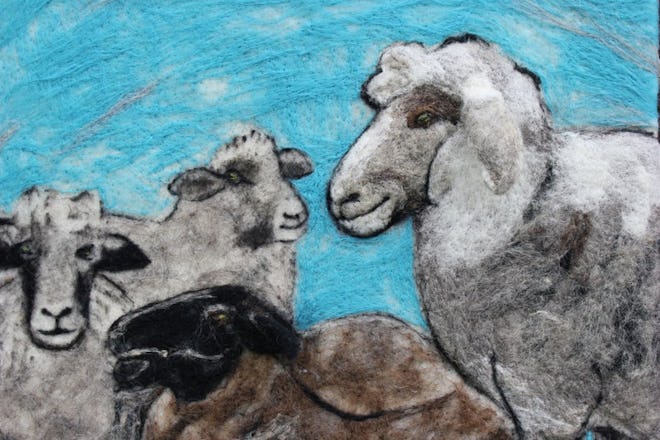 Felted Sheep Wall Hanging