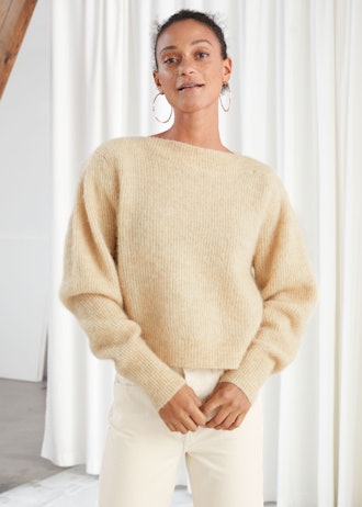 Wool Blend Boat Neck Sweater