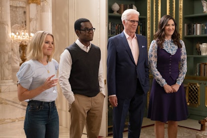 Eleanor, Chidi, Michael, and Janet in the final season of 'The Good Place.'