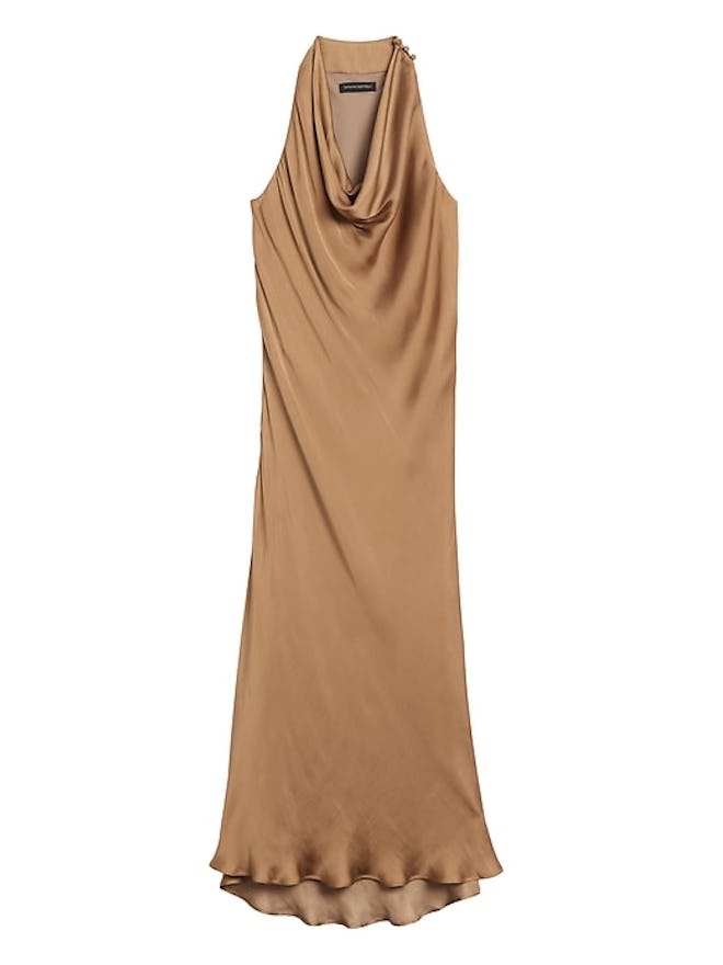 Satin Cowl-Neck Slip Dress