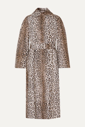 Jill Belted Leopard-Print Cotton-Blend Faux Fur Coat