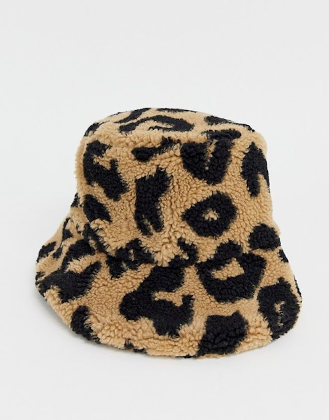Leopard Borg Roll Back Bucket Hat