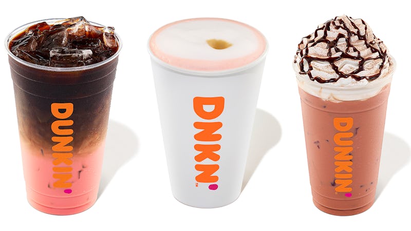 Dunkin's Valentine's Day 2020 line includes pink velvet-themed drinks and donuts.