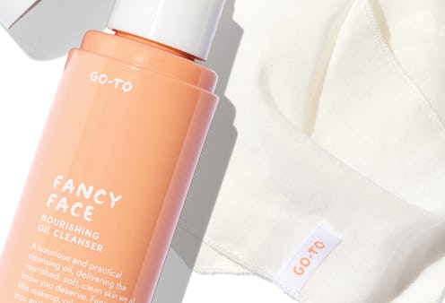 Go-To's new Fancy Face oil cleanser and washcloth.
