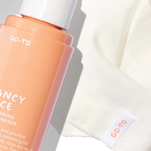 Go-To's new Fancy Face oil cleanser and washcloth. 