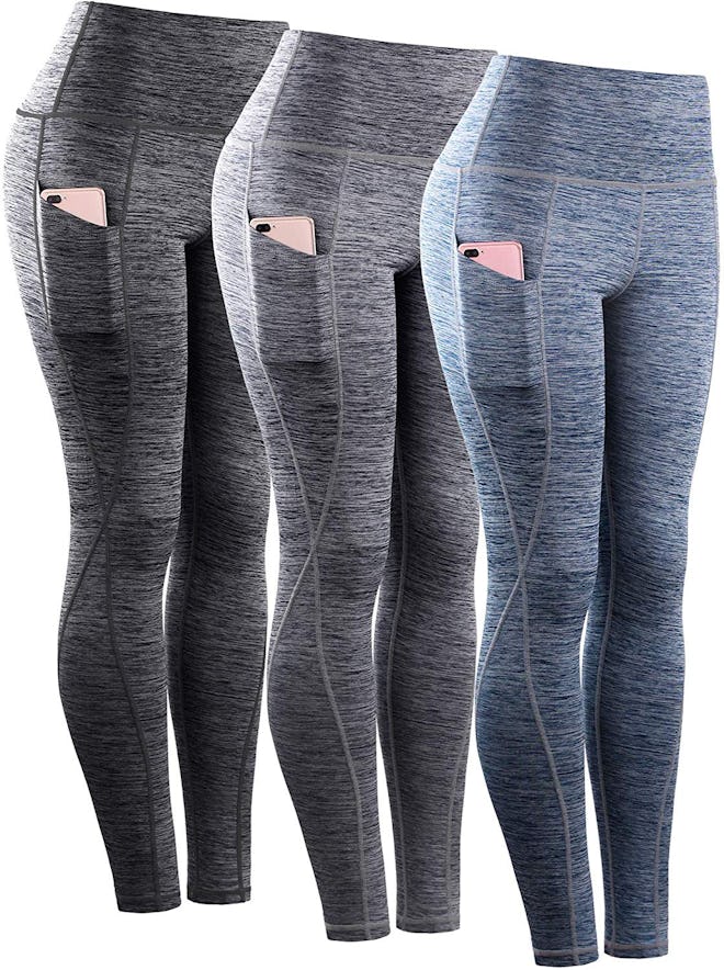 Neleus Women's Workout Leggings With Pockets (3-Pack)