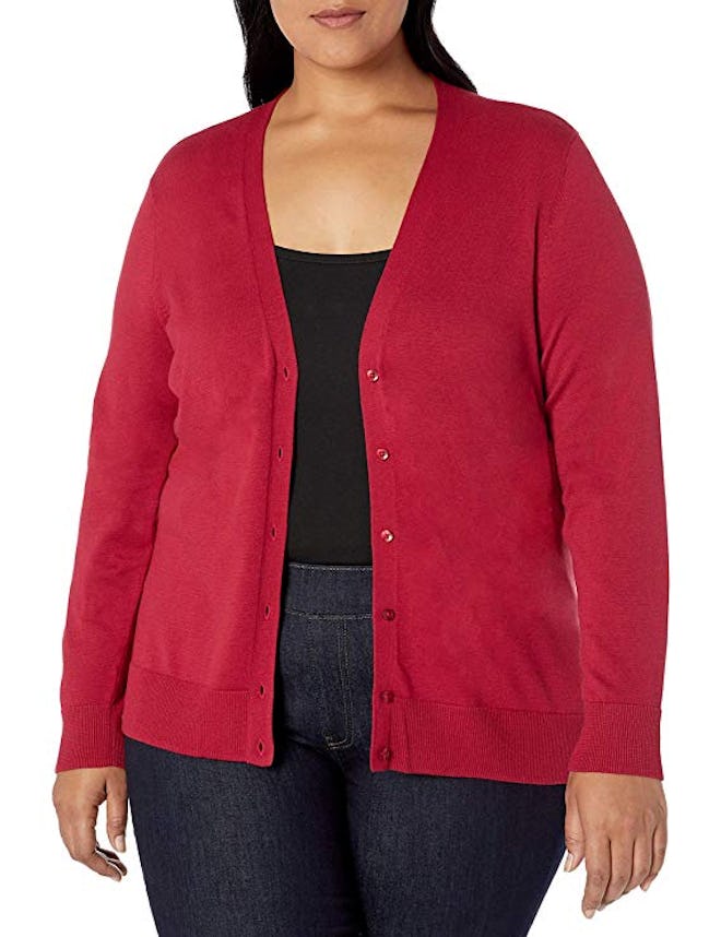 Amazon Essentials Women's Plus Size Lightweight Vee Cardigan Sweater