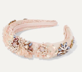 Versailles Embellished Satin-Jacquard Headband