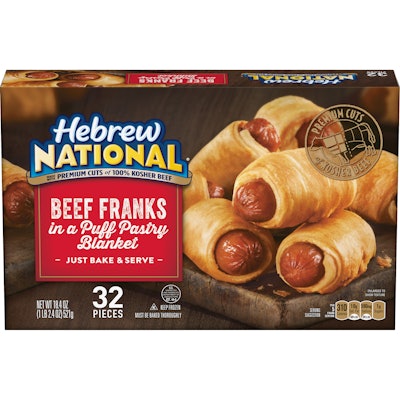 Hebrew National Beef Franks In A Puff Pastry Blanket, a Super Bowl party appetizer from Walmart.