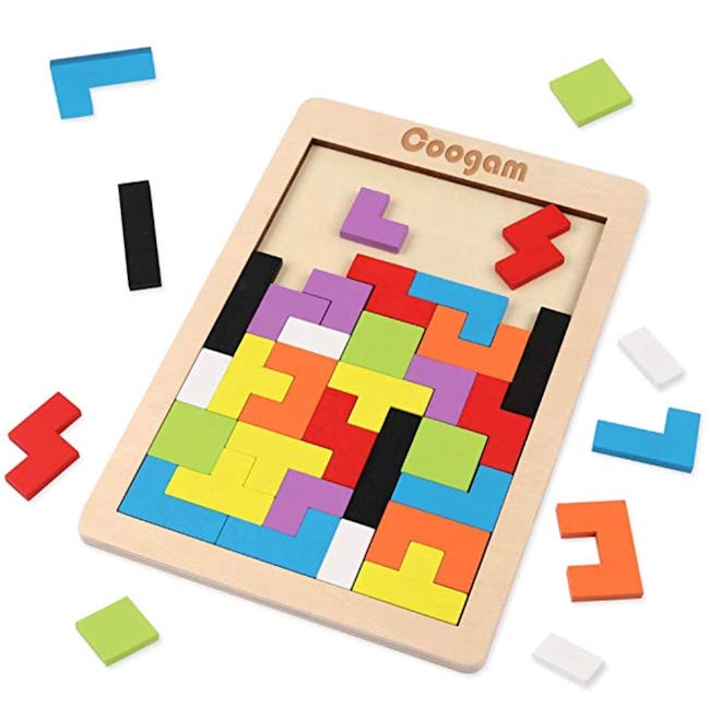 Coogam Wooden Tetris Puzzle Brain Teasers Toy 