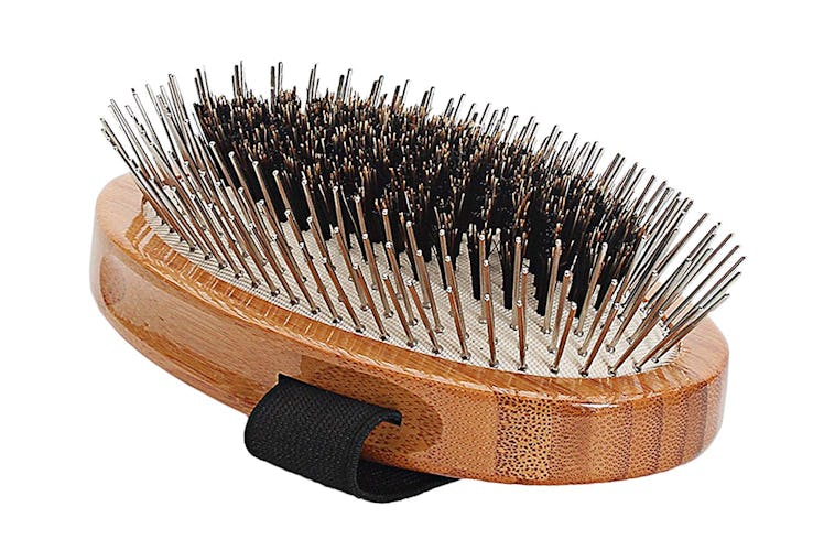100% Premium Natural Bristle + Alloy Pin Pet Grooming Brush