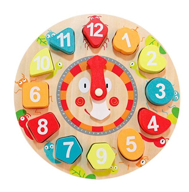 Babe Rock Sorting Toys Wooden Learning Puzzle Shape Sorting Clock Numbers
