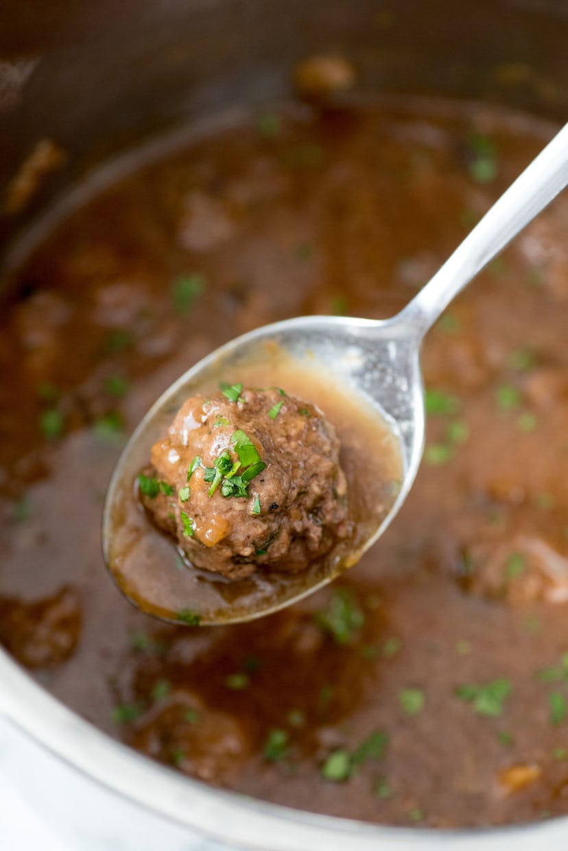 Swedish meatballs doused in gravy are also an easy party choice for your Super Bowl gathering.