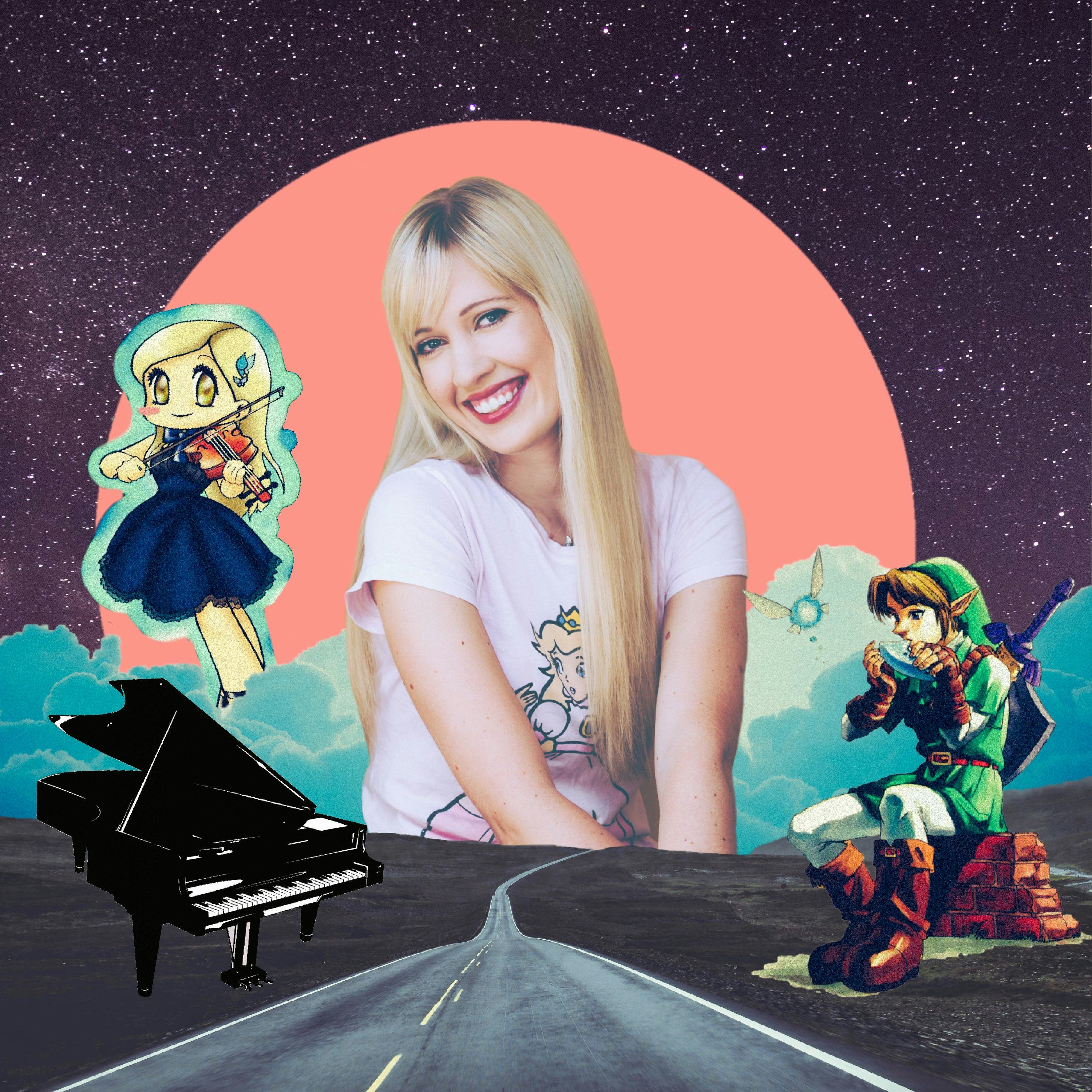 Lara de Wit smiling in front of colorful cartoony background 