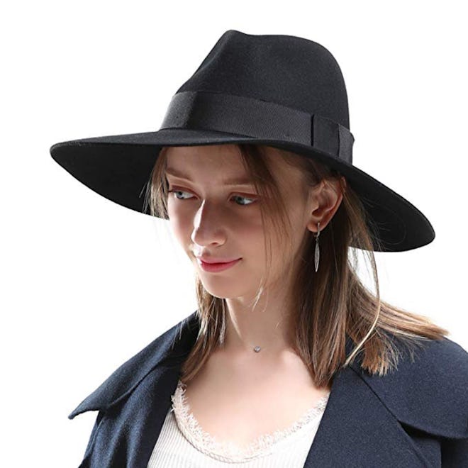 Mix Brown Wool Brimmed Hat